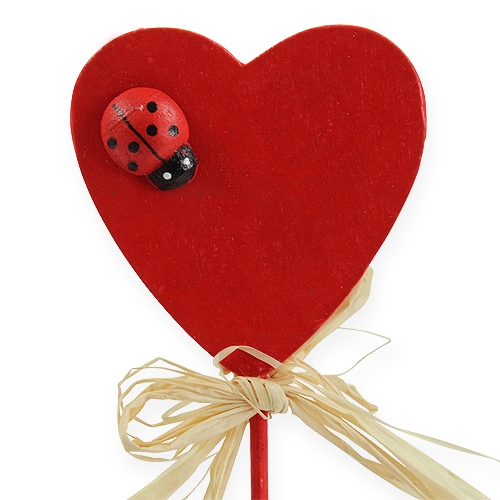 Floristik24 Cuore in legno su bastone rosso 4,5 cm 24 pezzi