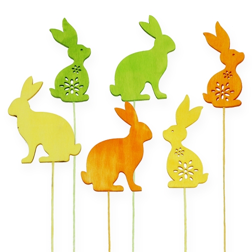 Floristik24 Plug decorativo coniglio 3 colori assortiti 8 cm 18 pz