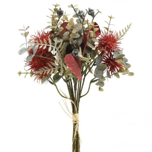 Bouquet fiori artificiali eucalipto cardo decorazione floreale 36cm