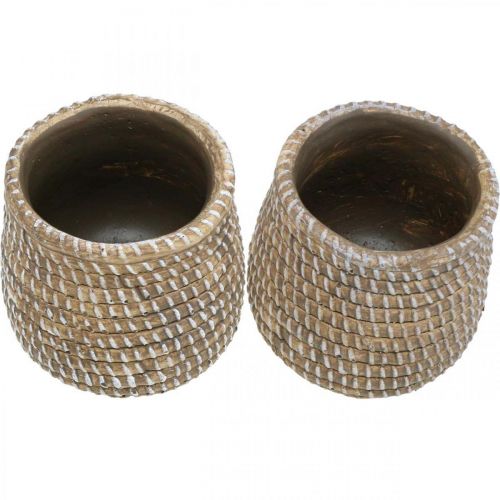 Floristik24 Vaso da fiori Boho vaso in ceramica intrecciata Ø6cm H7.5cm 4 pezzi