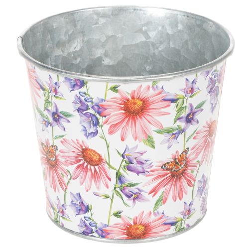 Floristik24 Vaso da fiori, decorazione primaverile, fioriera, in metallo, Ø12cm, H10.5cm