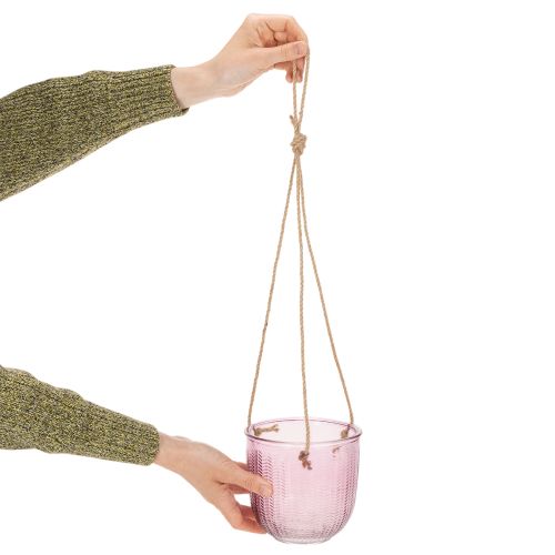 Vaso da fiori/lanterna sospesa in vetro, viola/verde, 14 cm, 2 pezzi | Floristik24.it