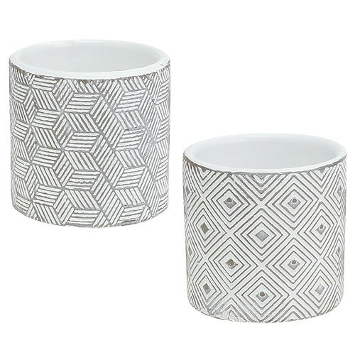 Floristik24 Vaso di fiori grigio con motivo Ø7 cm H6,5 cm 6 pezzi