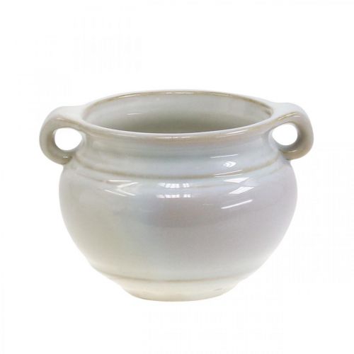 Prodotto Vaso da fiori con manico cachepot portavaso in ceramica bianco Ø10cm