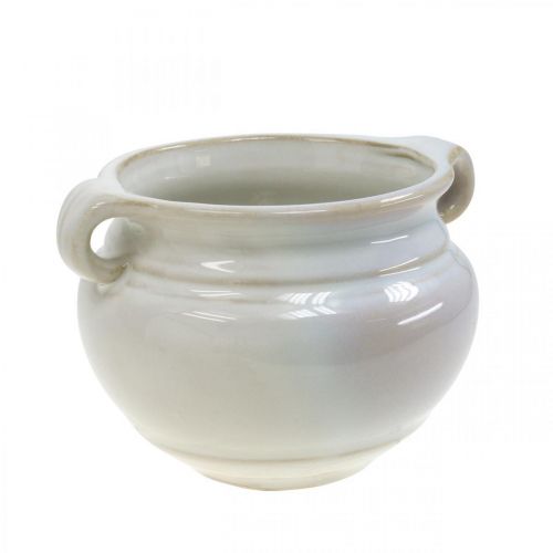 Prodotto Vaso da fiori con manico cachepot portavaso in ceramica bianco Ø10cm