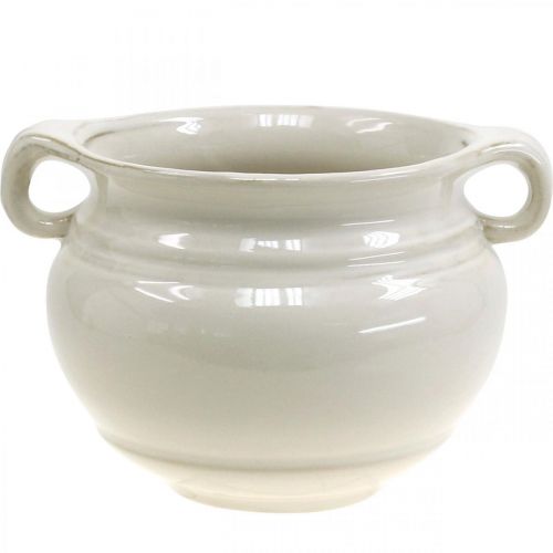 Prodotto Vaso da fiori con manico Fioriera Vaso per piante in ceramica bianco Ø14cm