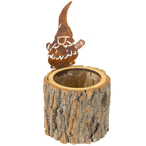 Floristik24 Vaso da fiori in corteccia di legno, gnomo ruggine H24cm