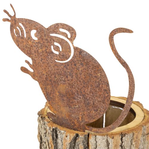 Prodotto Vaso da fiori in legno con corteccia e ruggine di topo H24cm