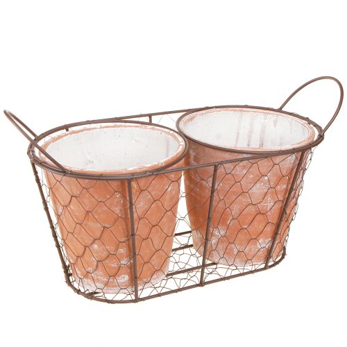 Prodotto Vaso da fiori in ceramica cesto in filo di terracotta marrone L38,5 cm