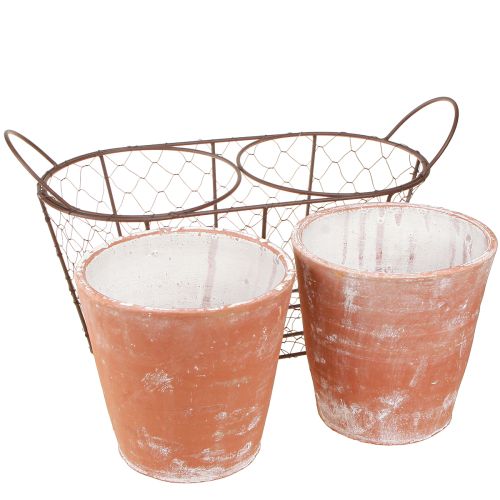 Prodotto Vaso da fiori in ceramica cesto in filo di terracotta marrone L38,5 cm