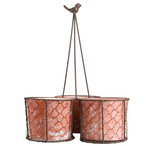 Prodotto Vaso da fiori cesto in rete di ceramica metallo marrone Ø30cm H11,5cm