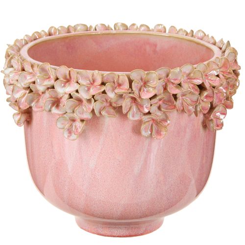 Floristik24 Vaso in ceramica con bordo floreale rosa Ø19cm H16.5cm