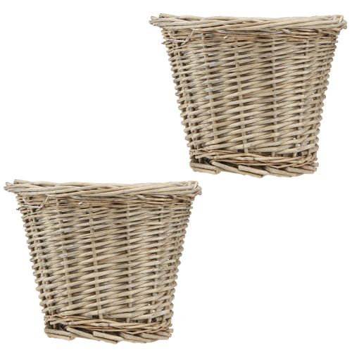 Prodotto Cesto portafiori salice naturale grigio bianco Ø20cm H16cm 2 pezzi