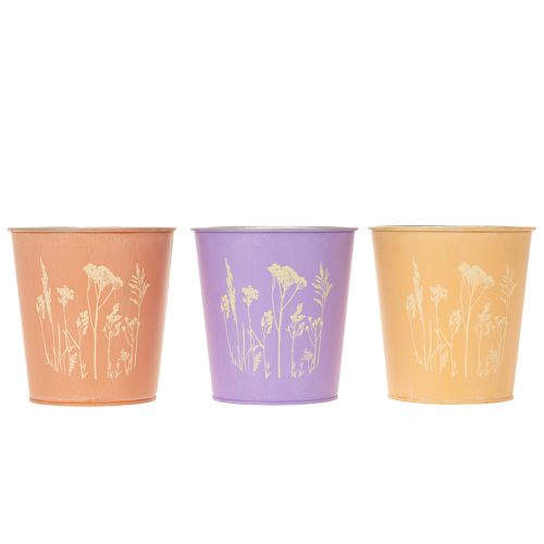 Vaso rotondo color pastello con motivo floreale per piante da interno, 12 cm, 3 pezzi | Floristik24.it