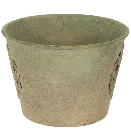 Prodotto Vaso da fiori in metallo, verde, stile vintage, Ø22cm–13.5cm, set da 3