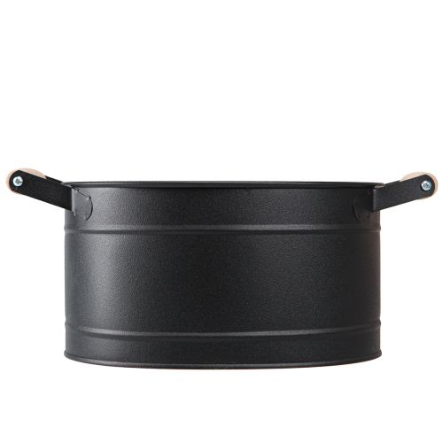 Prodotto Vaso da fiori in metallo manico ovale nero naturale 34x19,5x15cm