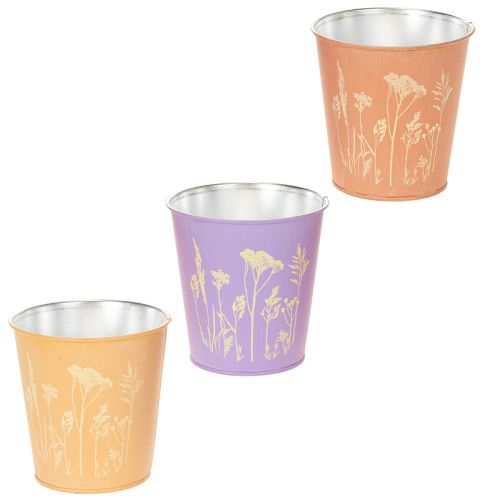 Coprivasi in metallo con motivi floreali pastello 10 cm set 3 pezzi