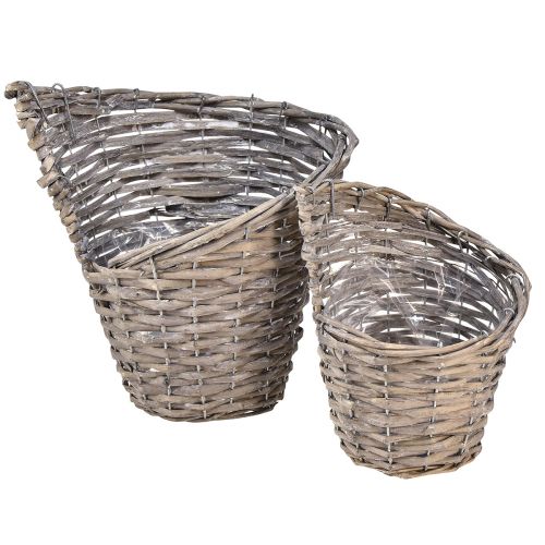 Floristik24 Vaso da fiori cesto per piante salice naturale Ø12,5 cm/20 cm set da 2