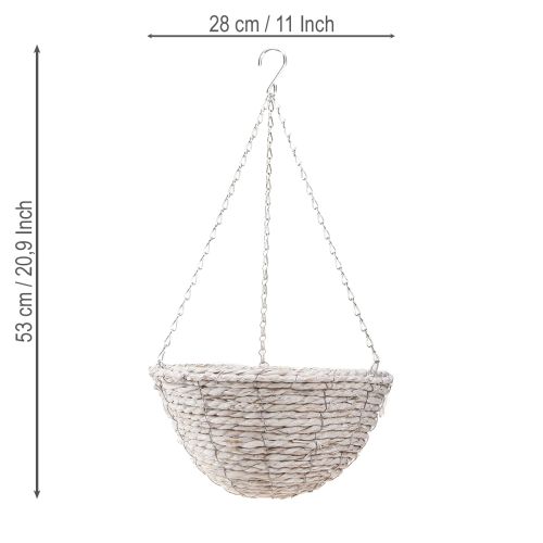 Prodotto Vaso da fiori sospeso paglia naturale bianco Ø28cm H15cm 2pz