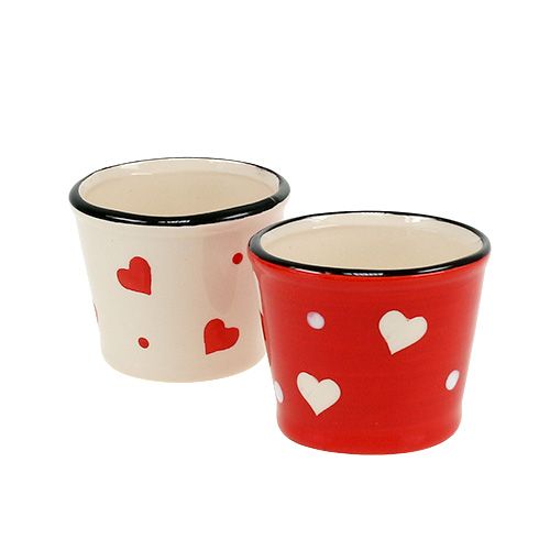 Floristik24 Vaso da fiori con cuori rossi Ø7,5cm H6cm 12 pezzi