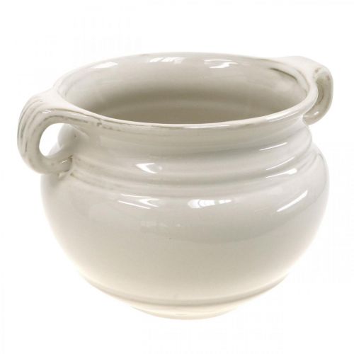 Prodotto Vaso da fiori con manico Fioriera Vaso per piante in ceramica bianco Ø14cm