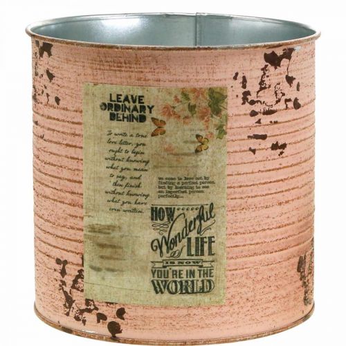 Vaso decorativo per fiori in latta color salmone secchio per piante in metallo Ø15,5 cm H15 cm