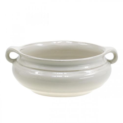 Fioriera con Manico Fioriera Vaso per Piante in Ceramica Bianco Ø22cm