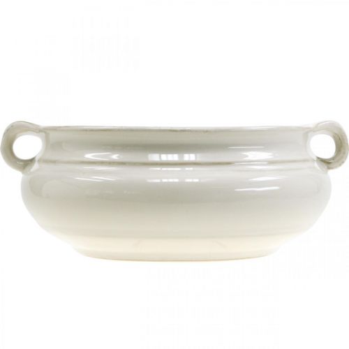 Floristik24 Fioriera con Manico Fioriera Vaso per Piante in Ceramica Bianco Ø22cm