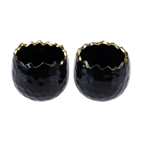 Prodotto Vaso da fiori portauova in ceramica nero Ø10cm H8cm 2 pz