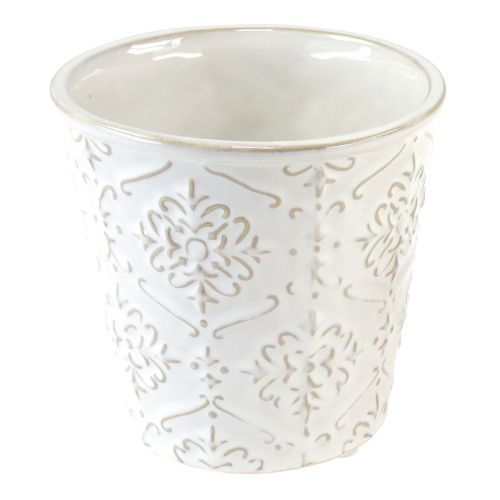 Prodotto Vaso da fiori fioriera in ceramica bianco crema beige Ø13,5 cm 2 pezzi