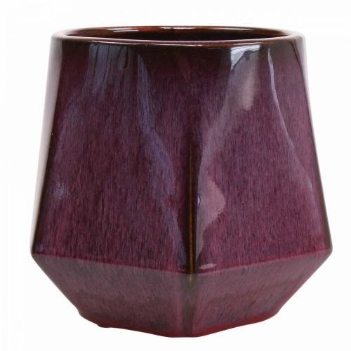 Floristik24 Vaso Fioriera Fioriera in Ceramica Rosso Esagonale Ø18cm H15cm