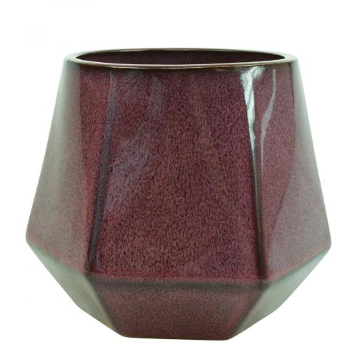 Floristik24 Vaso Fioriera Fioriera in Ceramica Rosso Esagonale Ø14cm H12cm