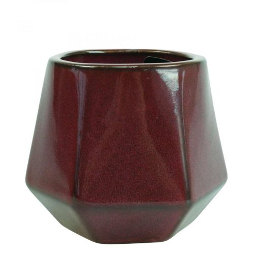 Floristik24 Vaso Fioriera Fioriera in Ceramica Rosso Esagonale Ø10cm H9cm