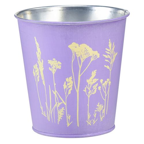 Vaso da fiori in metallo fiori viola Ø10cm H10,5cm