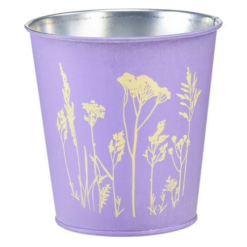 Floristik24 Vaso da fiori in metallo fiori viola Ø10cm H10,5cm