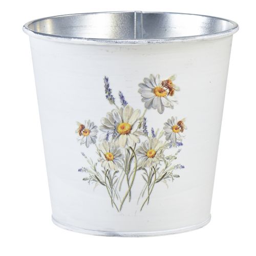 Vaso da fiori in metallo fiori bianchi 12,5 cm H11,5 cm