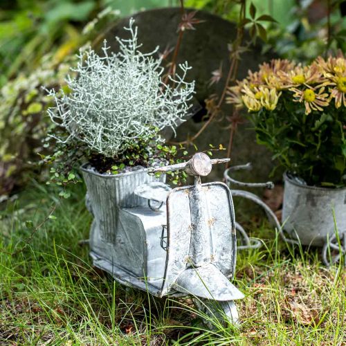 Floristik24 Fioriera scooter in metallo vintage lavato bianco 35×12×23cm