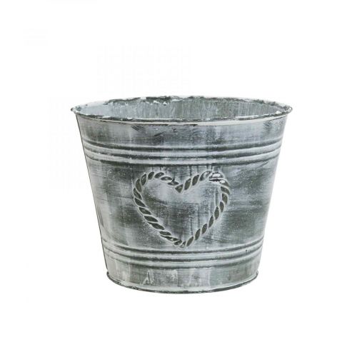 Prodotto Vaso fioriera fioriera shabby chic cuore in metallo Ø17cm H13.5cm