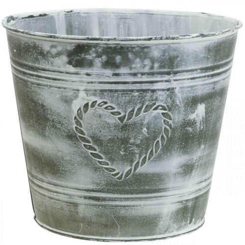 Prodotto Vaso fioriera fioriera shabby chic cuore in metallo Ø22cm H17.5cm