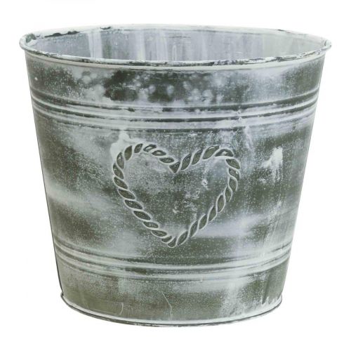 Vaso da fiori Fioriera Shabby Chic in metallo Ø17,5 cm H15,5 cm