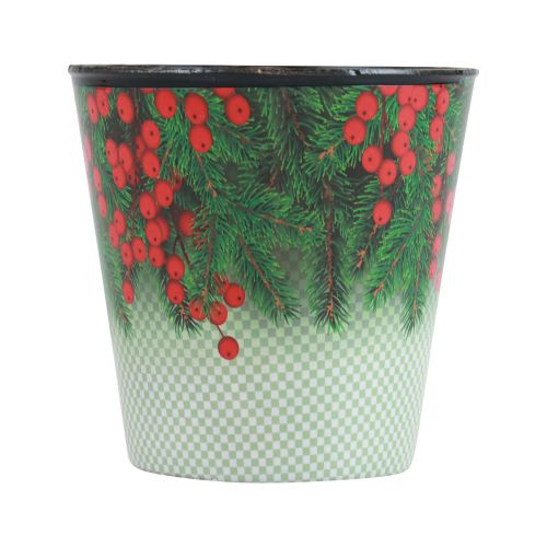 Floristik24 Vaso da fiori Secchio per fioriera natalizia Ilex Ø13cm H11,5cm