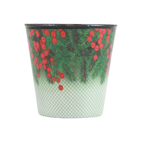 Floristik24 Vaso da fiori Secchio per fioriera natalizia Ilex Ø11cm H10,5cm