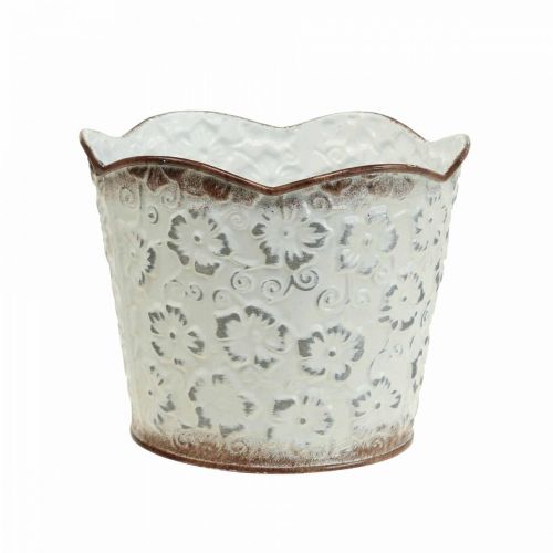 Vaso da fiori portavaso in metallo bianco portavaso Ø13cm H11.5cm