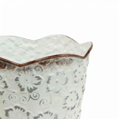 Prodotto Vaso da fiori portavaso in metallo bianco portavaso Ø13cm H11.5cm
