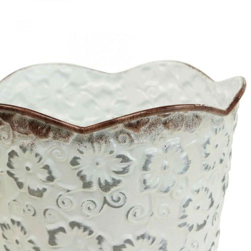 Prodotto Vaso da fiori portavaso in metallo bianco portavaso Ø16cm H12,5cm