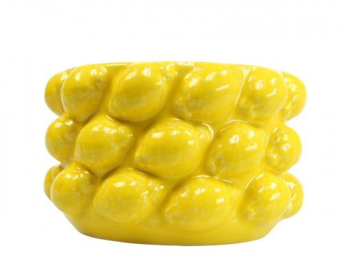 Vaso da fiori fioriera in ceramica gialla Ø18,5 cm H12 cm