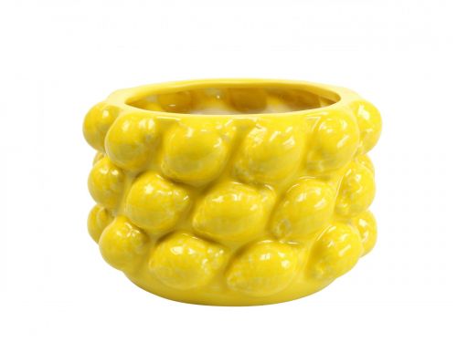 Floristik24 Vaso da fiori fioriera in ceramica gialla Ø18,5 cm H12 cm