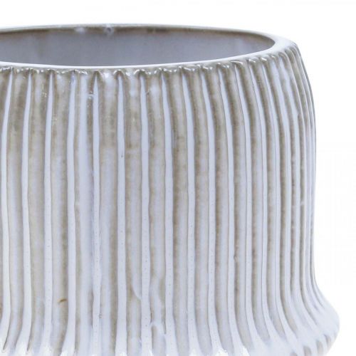 Floristik24 Fioriera fioriera in ceramica con scanalature bianco Ø12cm H10.5cm