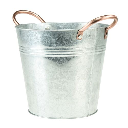 Floristik24 Vaso da fiori con manici secchio in metallo Ø14cm H13,5cm