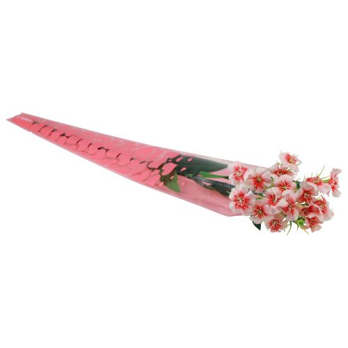 Floristik24 Bustina portafiori con cuori rosa Per una rosa 50 cm 50 pz